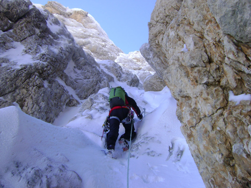 sul primo salto del canalone centrale