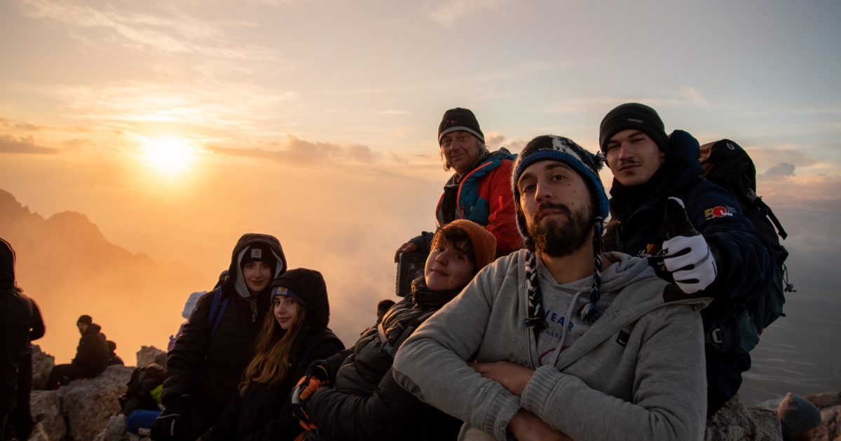 Salita in notturna al Gran Sasso, Corno Grande. La vetta più alta dell'appennino 2912 metri slm.