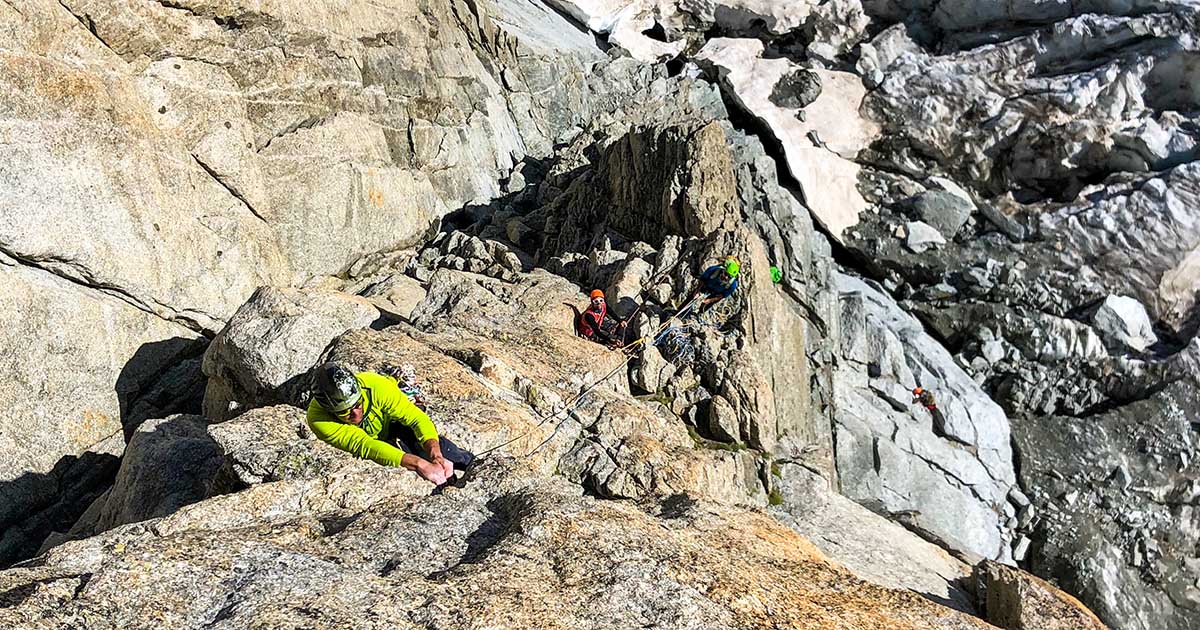 Il racconto della giornata trascorsa sulla Via Salluard al Pointe Adolphe Rey sul massiccio del Monte Bianco con Marco, Domenico e Giuseppe